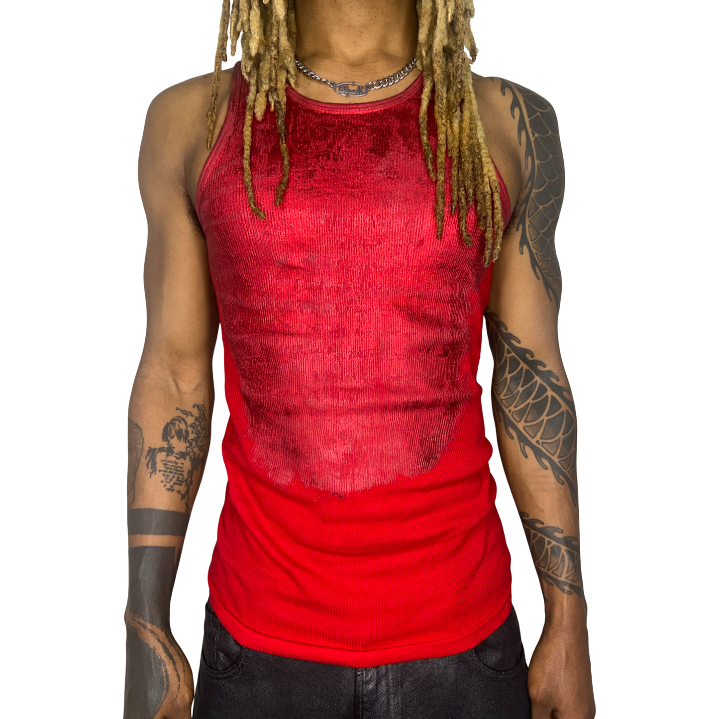 Crimson Melted Foil Tank Top
