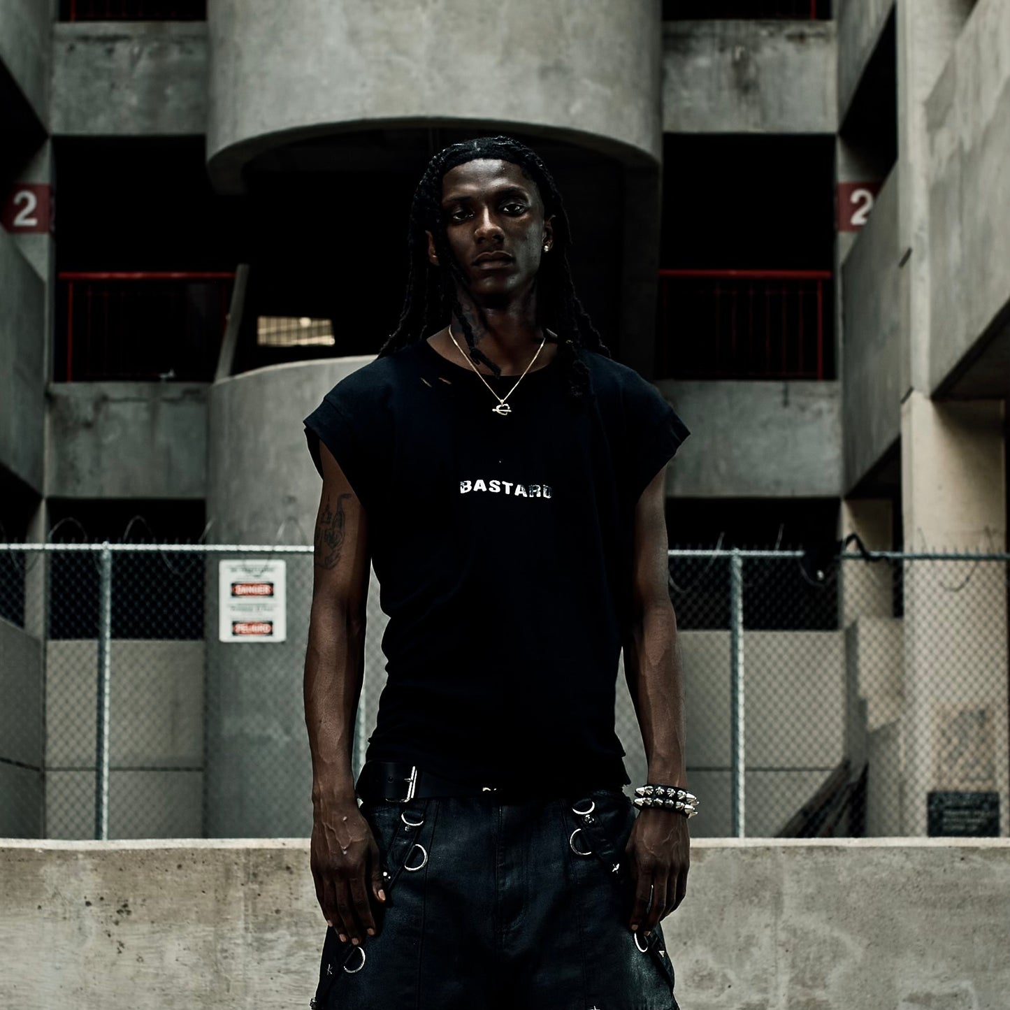 "Bastard" Extended Shoulder T-Shirt (Blk)