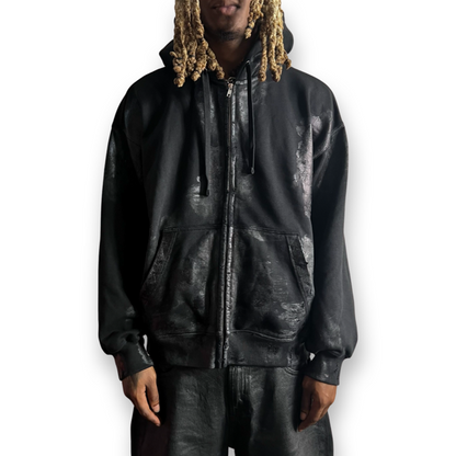 Melted Foil Zip-Up Hoodie