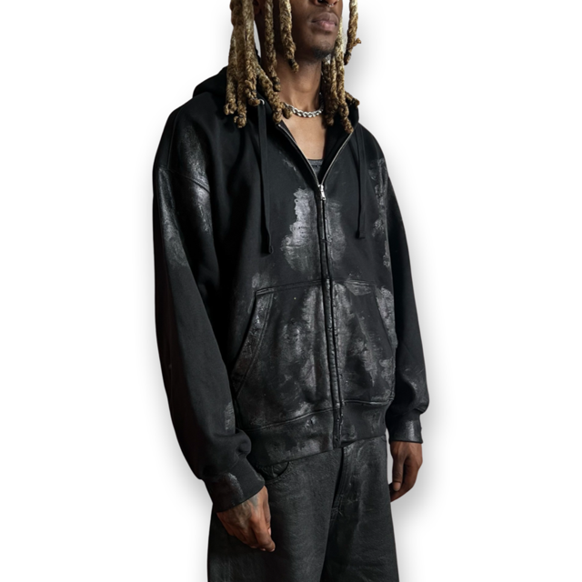 Melted Foil Zip-Up Hoodie