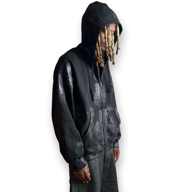 Melted Foil Zip-Up Hoodie