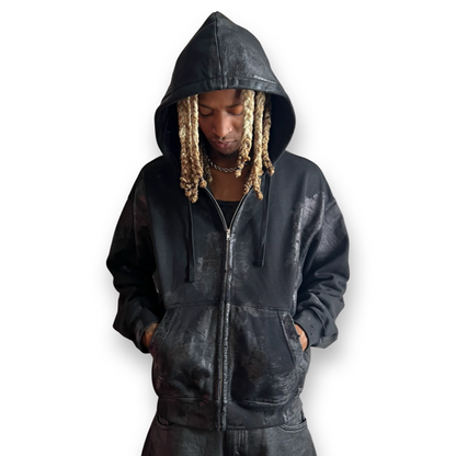 Melted Foil Zip-Up Hoodie