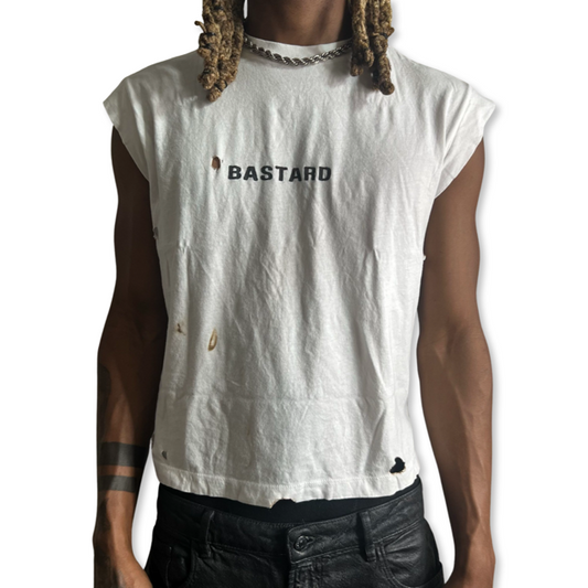 "Bastard" Extended Shoulder T-Shirt (Wht)