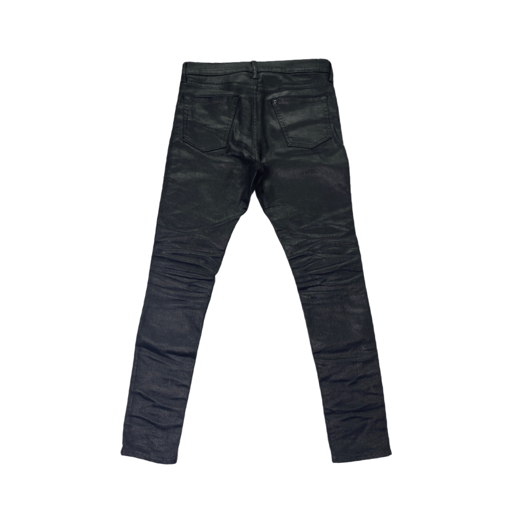Black waxed skinny hot sale jeans